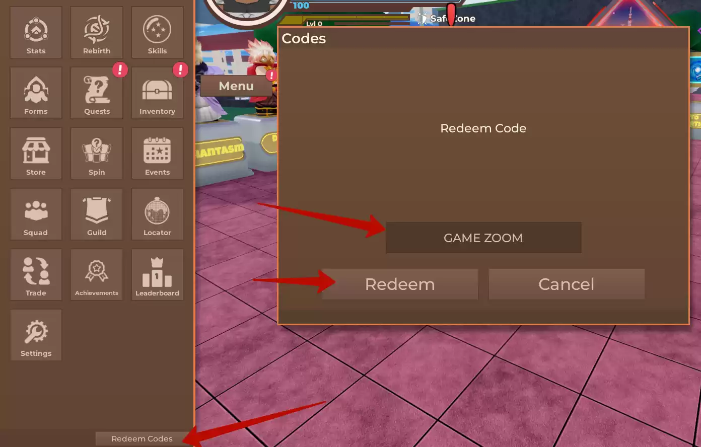 Куда вводить коды Dragon Blox?