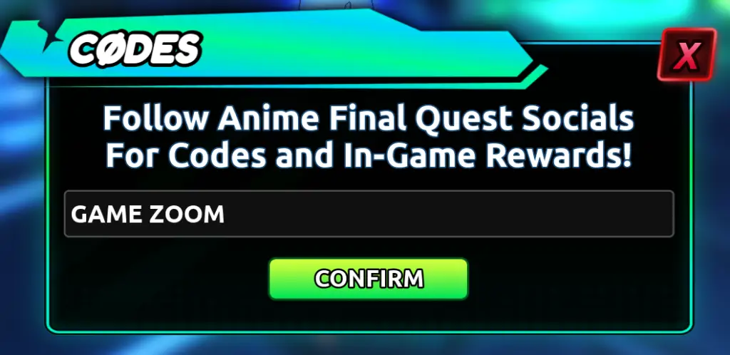 Куда вводить Anime Final Quest коды?