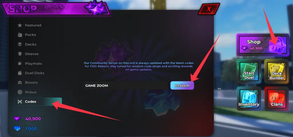 Куда вводить YGO: Reborn коды?