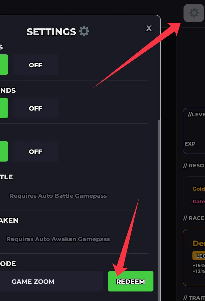 Куда вводить Solo Leveling Incremental коды?
